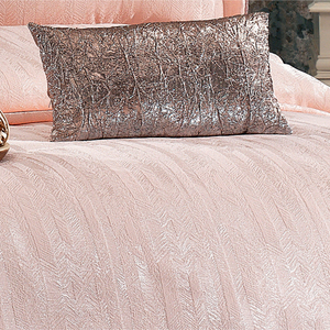 Guzide Riva Salmon Pink 4-Piece Customized Classic Luxury Home <b>Bedspread</b> <b>Set</b> 100% Chenille Organic Woven Striped Washable Ant - Product Image 4