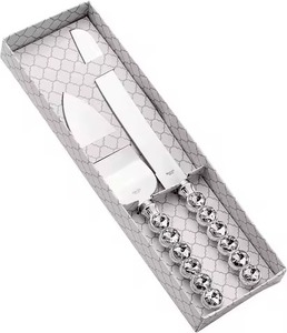 ชุดเซิร์ฟเค้กสแตนเลสสำหรับงานแต่งงานชุดเค้กเซิฟเวอร์และมีดดีไซน์เรียบง่าย - Product Image 1