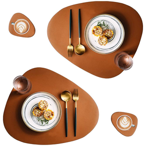 Sets de table en cuir pour décoration de table à manger Sets de table carrés Taille antidérapante et personnalisée Offre Spéciale de prix bon marché - Product Image 3
