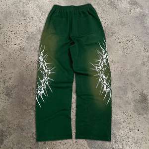 Wholesale Custom Cotton Men Bleach Wash Stacked Jogger Pants Vintage Regular Flared Sweatpants Winter Lace Painted - Product Image 2