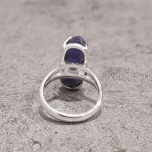 Bague pour femme en Tanzanite naturelle, pierre de naissance de décembre, double pierre, cadeau de Noël, bijoux faits à la main, bague en argent sterling 925 - Product Image 6