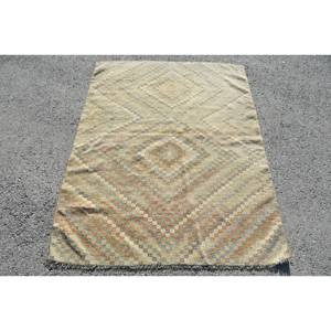 Alfombra étnica de lana Beige de 3,8x5 pies hecha a mano de estilo clásico turco Patchwork rectángulo diseño de pasillo alfombras de noche con respaldo de látex - Product Image 1