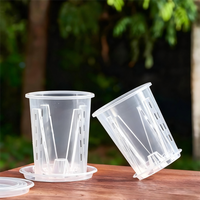 Pots à orchidées transparents épaissis en gros, 4-6,3 pouces, en plastique transparent, avec fentes, trou de drainage, doublure pour plantes, écologique