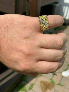 แหวนเพชรมอยส์ซอไนต์สำหรับผู้ชายแหวนทองคำแท้18K สีเหลืองชุบแฟชั่นเครื่องประดับโลหะแหวนหมั้นสำหรับงานแต่งงานและของขวัญ - Product Image 2