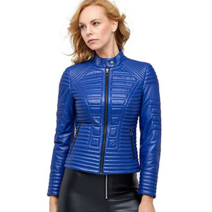 Chaqueta de cuero de mujer de moda de nuevo estilo Chaqueta de cuero de mujer genuina con logotipo de impresión personalizada - Product Image 1