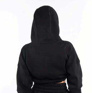 Women's Custom Logo Cotton Hoodie Long Sleeved Fitness Sport Pullover Casual Cropped <b>Top</b> for <b>Winter</b> Season Printed Hooded - Product Image 4