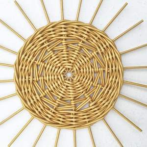 Eco-friendly Rattan Scalloped <b>Placemats</b> Rattan <b>Placemat</b> <b>Round</b> Wicker Woven <b>Placemat</b> for Table Decor - Product Image 1