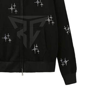 Etiqueta privada para el invierno Estilo diferente El mejor material Sudaderas con capucha de diamantes de imitación para hombres Logotipo personalizado Tela suave - Product Image 3