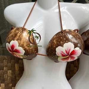 Style hawaïen Coco Eco marque noix de coco soutien-gorge en coquille haut de Bikini pour l'été Luau fête Halloween accessoire de Costume hawaïen - Product Image 1
