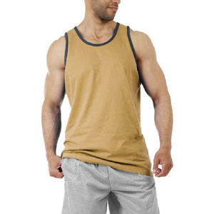 Débardeur en coton avec logo personnalisé pour hommes, tissu souple et respirant, coupe athlétique, parfait pour l'entraînement sportif ou le style estival - Product Image 1