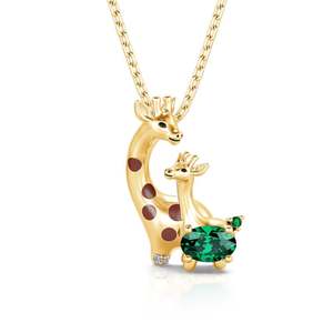 Jeulia Sweet Scene Mom and Baby <b>Giraffe</b> Sterling Silver Pendant <b>Necklace</b> - Product Image 1