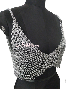 Top de cota de malla de aluminio hecho a mano Top corto de armadura de anillo a tope para mujeres y niñas traje Medieval Rave pedido al por mayor disponible - Product Image 2