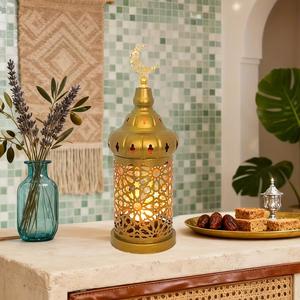 Luxury Gold Metal <b>Moroccan</b> Lantern with Intricate Cutwork Warm Candle Glow Elegant Ramadan <b>Decor</b> for Home Tabletop and Gifting - Product Image 6