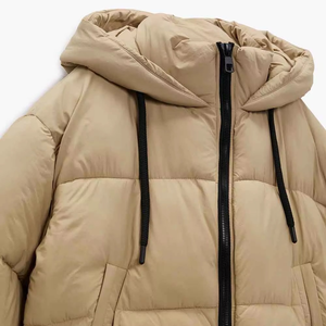 2025 vente en gros personnalisé réglable cordon de serrage à capuche à manches longues bouffant Bomber vestes femmes veste à capuche Denim - Product Image 2