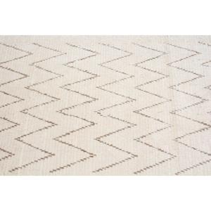 3x16.3 ft Vintage <b>Rug</b>, Turkish <b>Runner</b> <b>Rug</b>, White Brown Ikat Wool <b>Rug</b> - Product Image 4