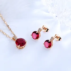 Miễn phí vận chuyển đồ trang sức Nhà cung cấp cổ điển cổ điển Zircon 18K mạ vàng Phụ Nữ Vòng cổ trang sức Set cho món quà cưới