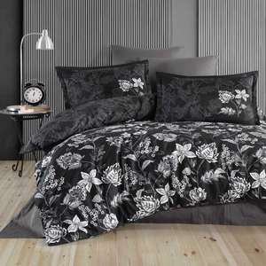 Ensemble de housse de couette double en satin de coton anthracite V2 Vilya - Product Image 1
