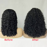 Peluca de cabello humano con frente de encaje 13x4, estilo pixie curl, súper doblemente trenzada, de 14 pulgadas, disponible en 6 colores.