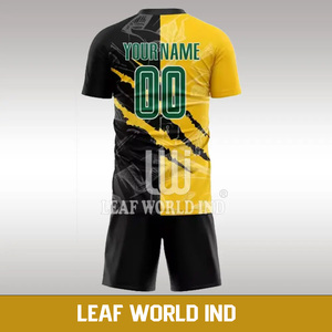 เสื้อฟุตบอลผู้ชายชุดออกกำลังกายสีเหลืองสีดำพิมพ์ซับลิเมชัน2024 - Product Image 3