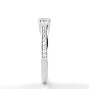 Bague d'éternité en or blanc 14 carats avec 3 pierres taillées princesse Bague de fiançailles d'anniversaire en diamant Moissanite originale Ensemble de lunette en vermeil Fine - Product Image 2