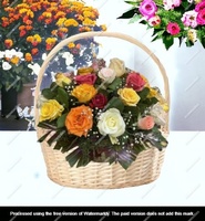 Panier rond en bambou fait main, ovale, naturel, écologique, vintage, tressé avec poignée, grand panier cadeau pour arbre, supports de rangement