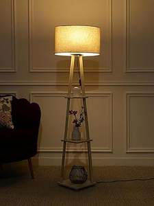 Vintage Style Beautiful Designer Wooden <b>Floor</b> <b>Lamp</b> with White Fabric <b>Shade</b>, Tripod Stand, Contemporary Style wholesale supply - Product Image 2