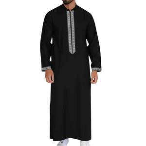 Túnica Musulmana Gris de Manga Corta con Cuello en V para Hombre, Jubba Islámica Ligera de Verano, Kandura, Dishdasha, Túnica Tradicional Árabe - Product Image 6