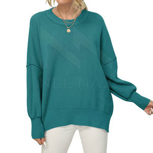 Jersey de punto ligero de manga larga para mujer, suéter de cuello redondo informal para invierno - Product Image 3