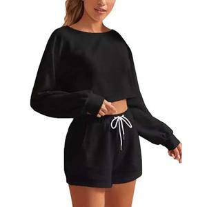 2025 vente en gros femmes nouveau été noir shorts haut court ensemble de vêtements de sport femme Shorts décontractés deux pièces tenues ensembles prix pas cher - Product Image 5