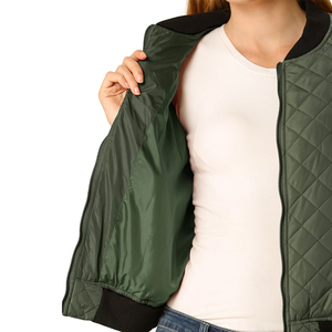 Chaqueta Bomber de mujer de tamaño personalizado de nuevo diseño con servicio OEM, chaqueta Bomber informal con cremallera para mujer, vendedor top - Product Image 5