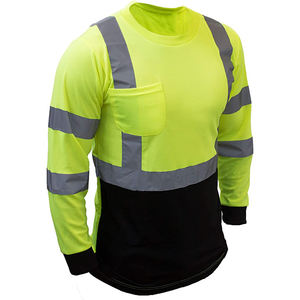 Nouvelles chemises Hi Viz personnalisées bande réfléchissante noire vêtements de sécurité chemises haute vision chemises de travail couleur noire et verte - Product Image 2