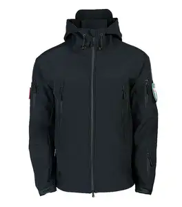 Men's Outdoor Windproof Stretch <b>Hooded</b> Outerwear Full Zip <b>Soft</b> <b>Shell</b> <b>Jacket</b> Men Water Proof <b>Jackets</b> Outer Softshell - Product Image 1