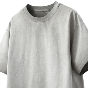T-shirt Oversize en Coton 100% Lavé à l'Acide, Manches Courtes, Style Streetwear, Logo Personnalisé sur le Devant, Effet Vintage, 220g, Vierge, OEM - Product Image 4
