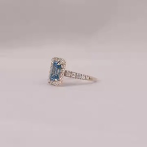 Igi แหวนหมั้นเพชรเม็ดเดี่ยวสีทองแบบ14KT ได้รับการรับรองจากร้าน IGI เพชรสีฟ้ามรกตเจียระไนเพชรขนาดเล็ก - Product Image 5