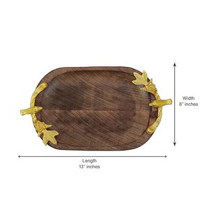 Elegante bandeja de servicio de madera rectangular con pulido fino Bandeja de servicio de madera de mango Premium con asas de fácil agarre a precio barato - Product Image 1