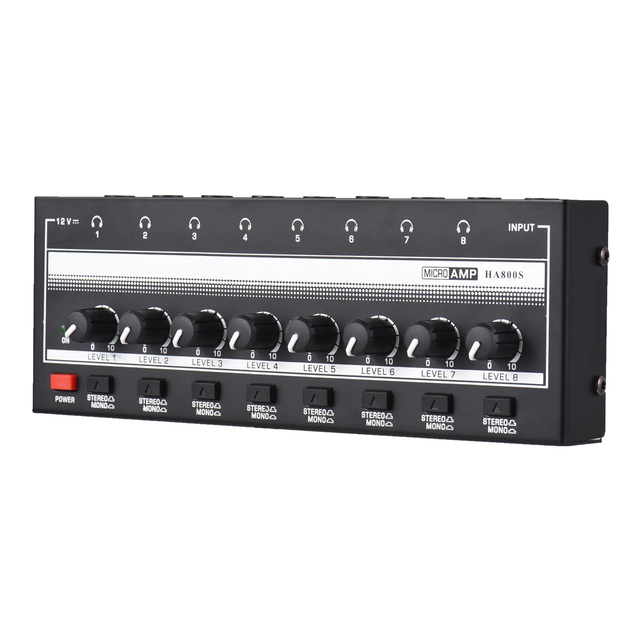 OEM HA800S 8 Channel Monitor Splitter Audio Headphone Amplifier Portable Stereo Mono Economic Version