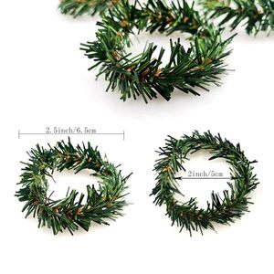 Christmas Napkin <b>Ring</b> Small Artificial Pine Needles <b>Wreath</b> Candle <b>Ring</b> for Banquet Table Decoration Touch to Your Dining Table - Product Image 4