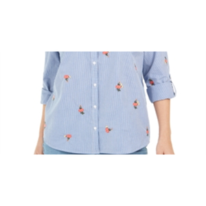 Camicia Lunga da Donna Charter Club in Cotone Ricamato a Righe, Taglia Unica, Stampa Floreale Blu-Bianca Disponibile, Seta Satinata, Taglie dalla Petite alla XL - Product Image 4