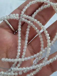 AAA Grado 16 pulgadas joyería personalizada Hip Hop 3,50 MM 4mm blanco completo redondo Moissanite cuentas excelente corte piedra - Product Image 2