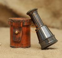 Télescope monoculaire artisanal en laiton antique, grossissement 2,5x, lentilles multicouches, étui en cuir vintage, portable, nautique