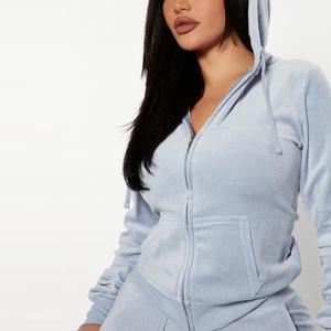 Ensemble 2 pièces décontracté pour femmes, streetwear, logo personnalisé, velours, survêtement personnalisé, ensemble 2 pièces tendance pour femmes, ensemble en velours - Product Image 3