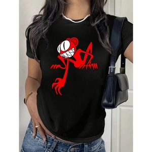 Women's Leisure T-Shirt for Spring/Summer <b>One</b>-Color Standard Printed <b>Top</b> Made in China - Product Image 1