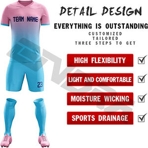 Conjuntos deportivos de poliéster, camisetas y pantalones cortos por sublimación, combinaciones de colores, nuevo modelo en línea, uniforme de fútbol, al por mayor - Product Image 2