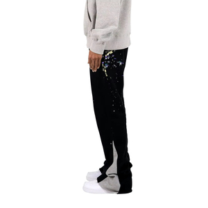 Pantalon de jogging en nylon personnalisable pour hommes, jambes larges respirantes avec bandes latérales, taille moyenne, style décontracté, nouveau service OEM - Product Image 5