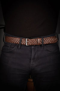 2025 logotipo personalizado de alta calidad de los hombres de Cinturón trenzado de cuero genuino negro Casual tejido con aleación para hebilla OEM al por mayor - Product Image 6