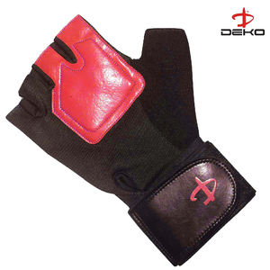 Gants de fitness extensibles en cuir réglables pour hommes avec fermeture à fixer l'équipement d'haltérophilie rembourré au doigt - Product Image 6