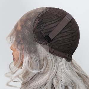 DWY High Quality Silver Gray <b>Wig</b> Transparent Lace Wavy Curly <b>Afro</b> Short Curly Synthetic Fiber Hair Heat-Resistant Includes Bangs - Product Image 6