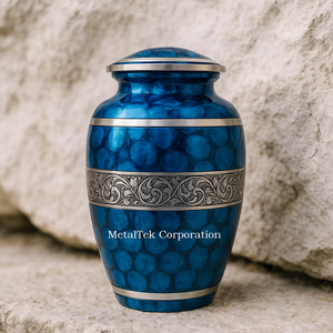 Urnas de cremación grabadas con banda Central de Fuego Azul clásico de estilo americano para cenizas, precio al por mayor conmemorativo para adultos, tarros de urnas funerarias - Product Image 3
