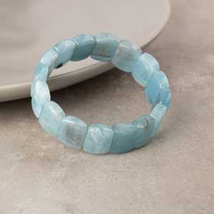 <b>Aquamarine</b> Natural Stone Square Cut Wide Cut <b>Bracelet</b> - Product Image 4