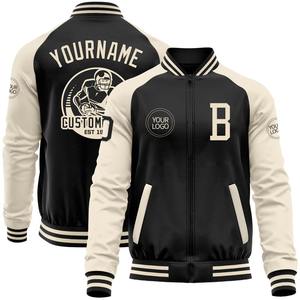 Bomber personnalisé noir personnalisé Varsity Letterman deux tons veste à glissière coupe-vent Streetwear vintage veste universitaire pour hommes - Product Image 1